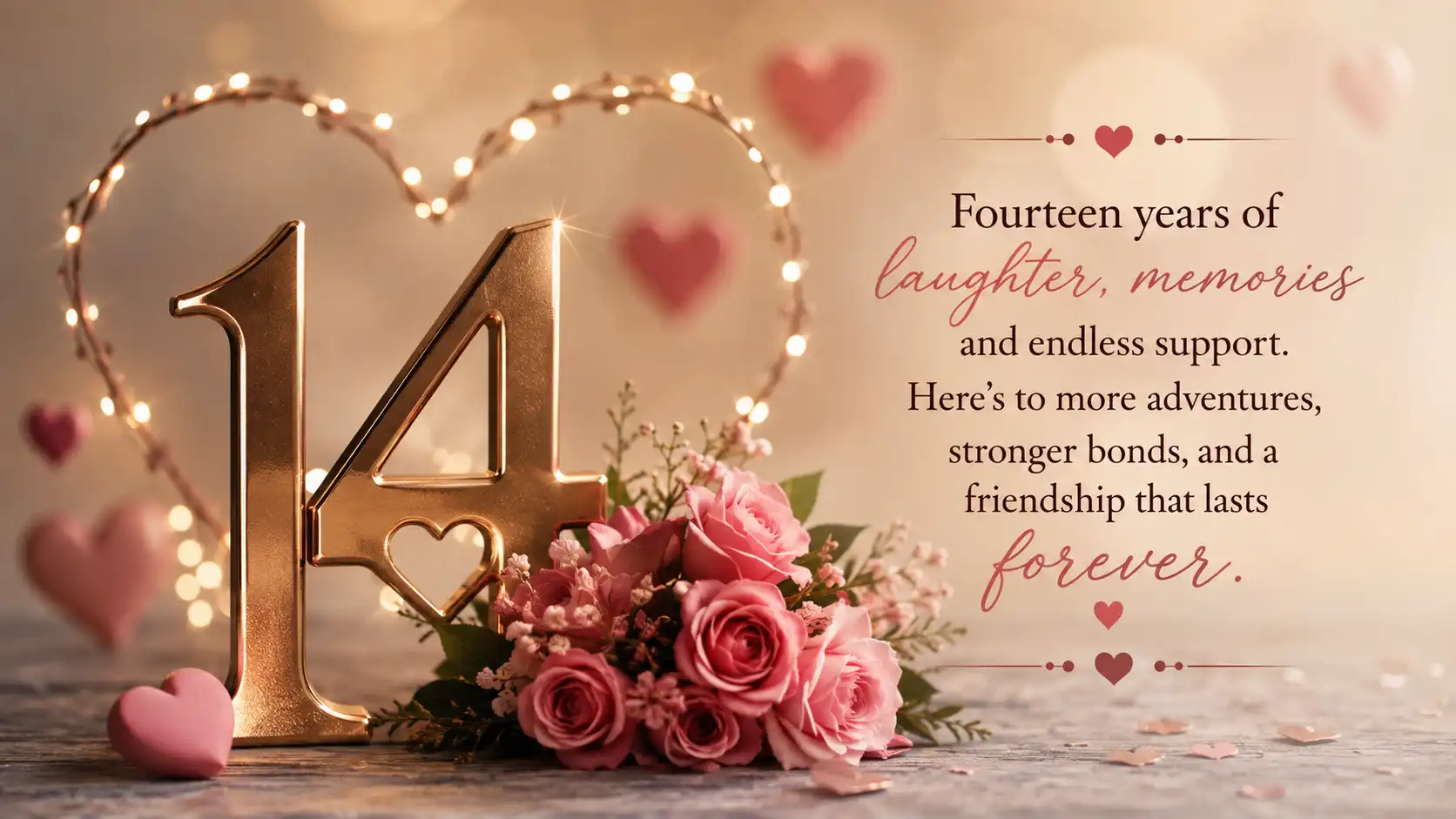 14 years of togetherness quotes for friend
