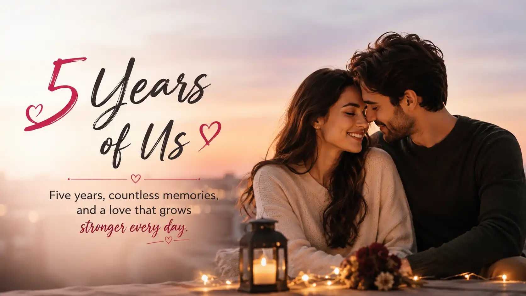 5 years of togetherness short quotes for couple