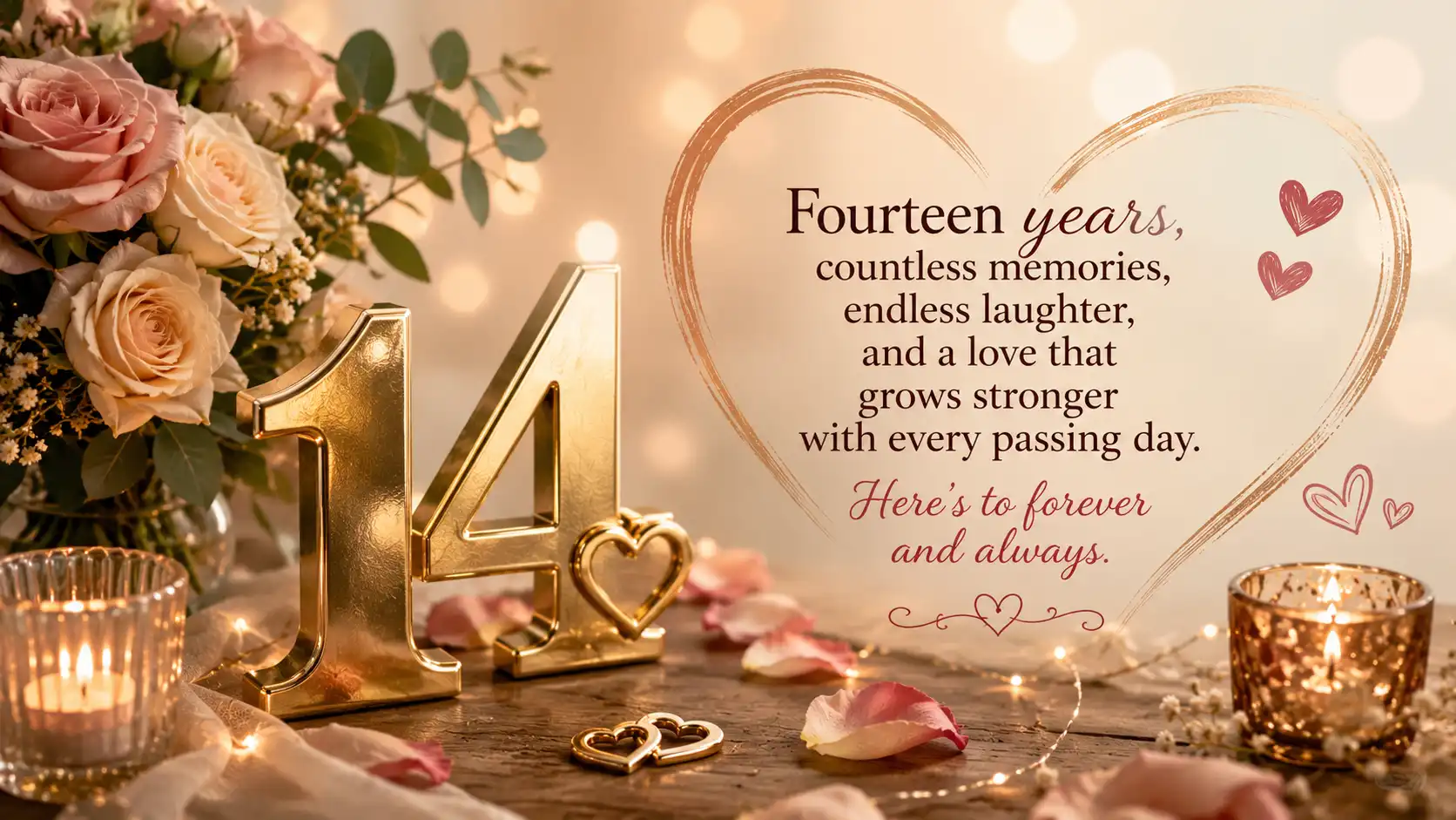 Heart touching 14th wedding anniversary wishes to husband