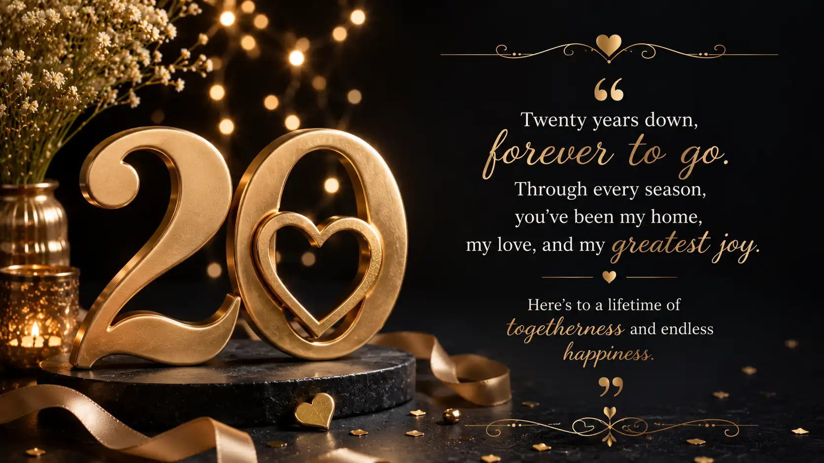 Heart-touching 20th wedding anniversary wishes to wife
