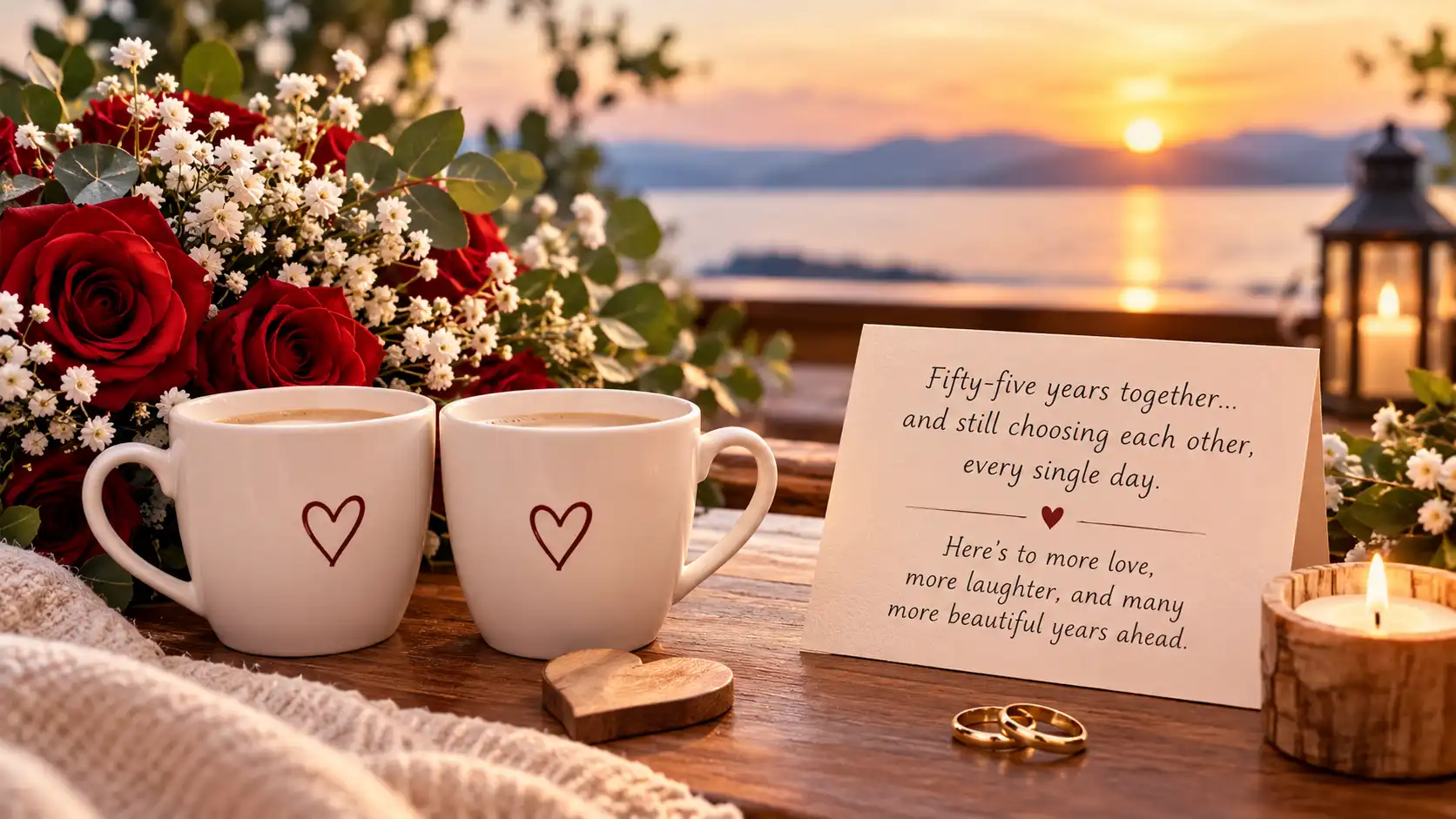 Short 55th wedding anniversary wishes for couple