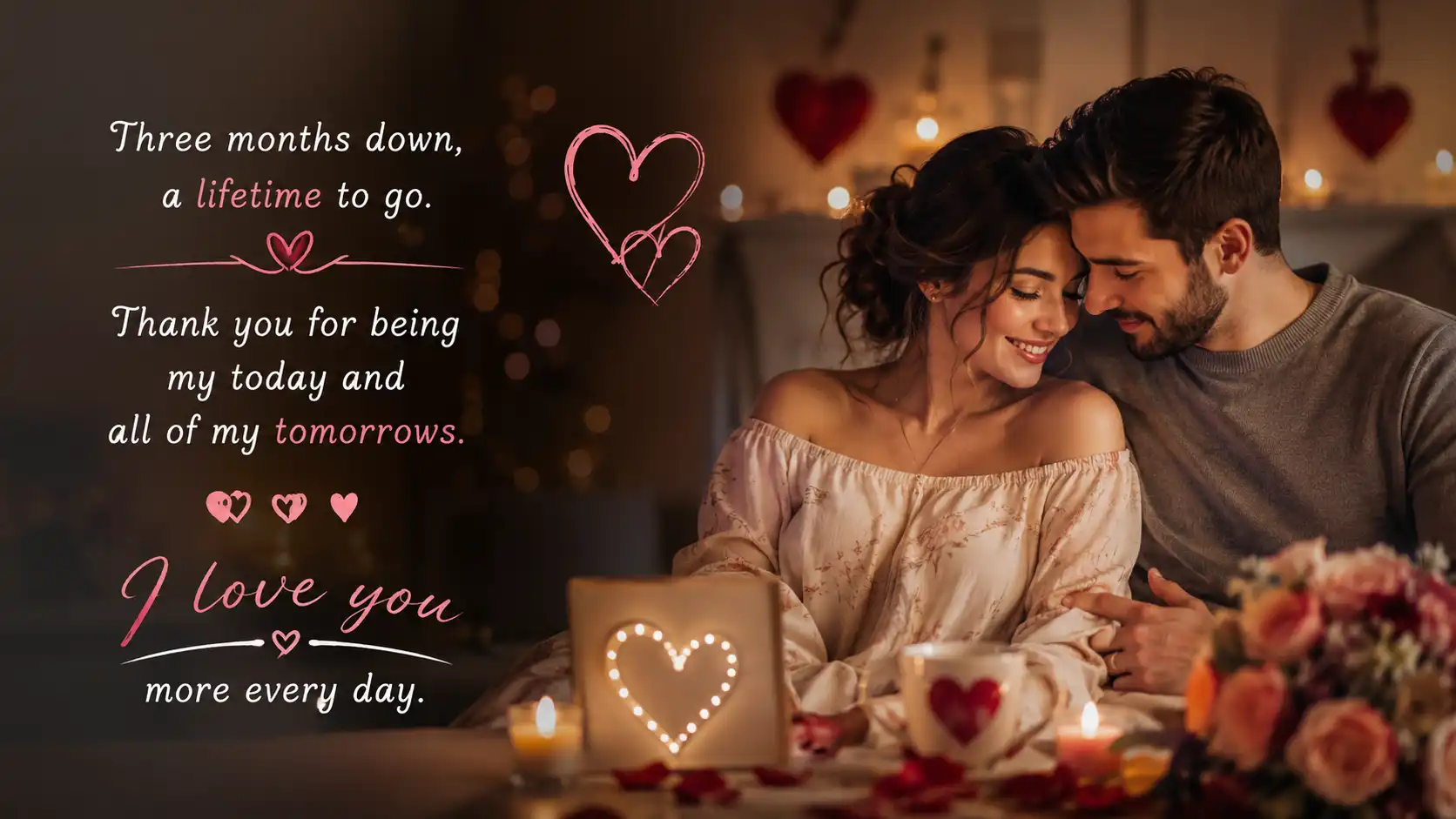 romantic happy 3 months anniversary quotes