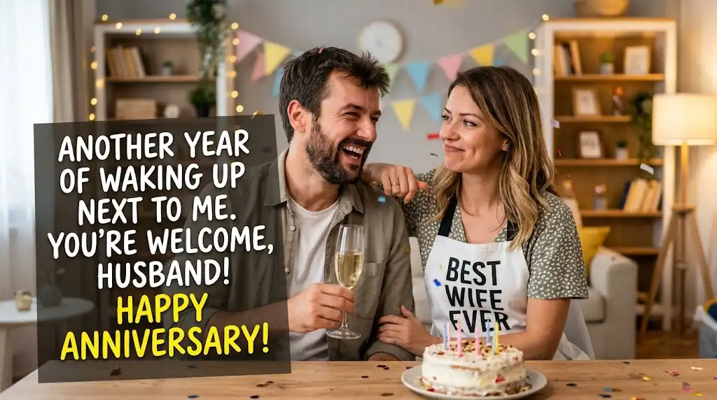 Funny anniversary wishes for husband