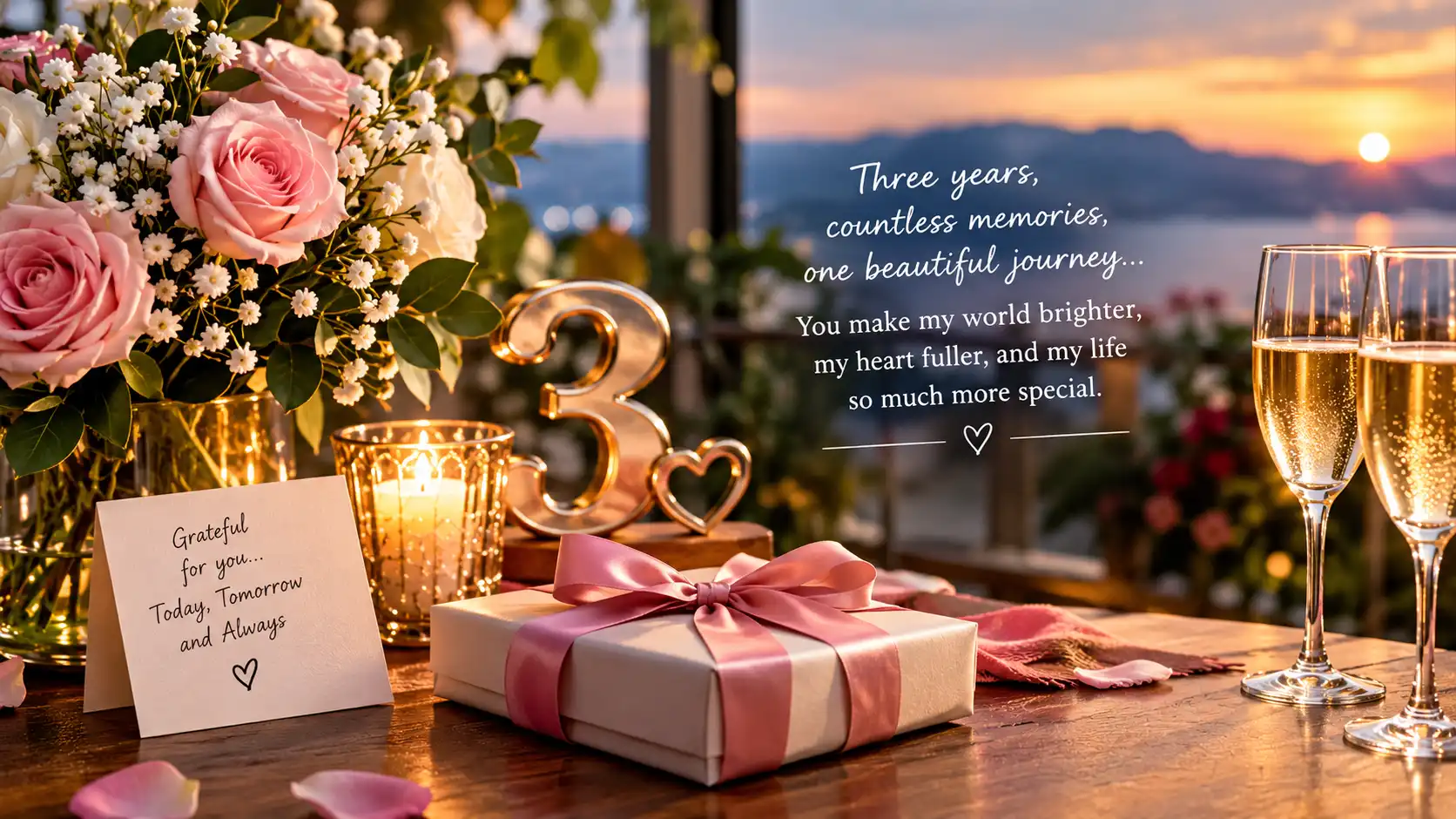 Heart-touching 3rd anniversary wishes for wife