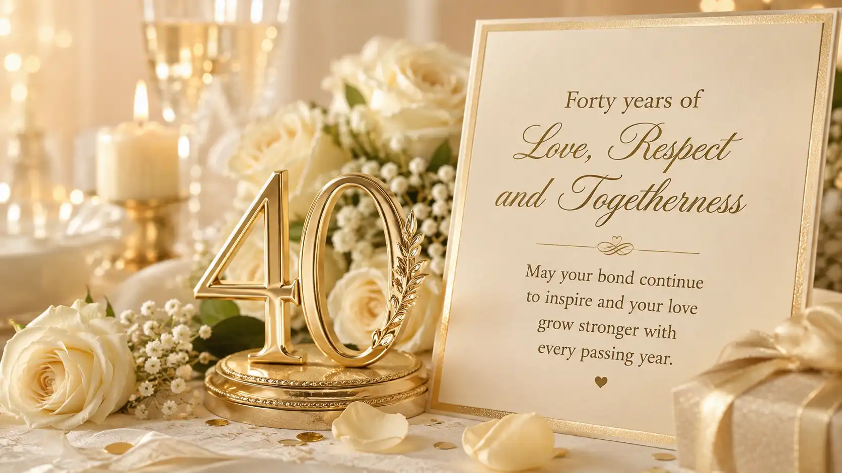 Short 40th wedding Anniversary wishes for couple