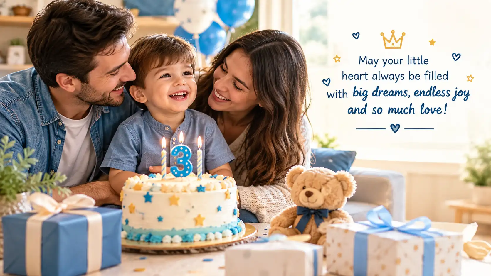 Short birthday wishes for 3-year-old boy