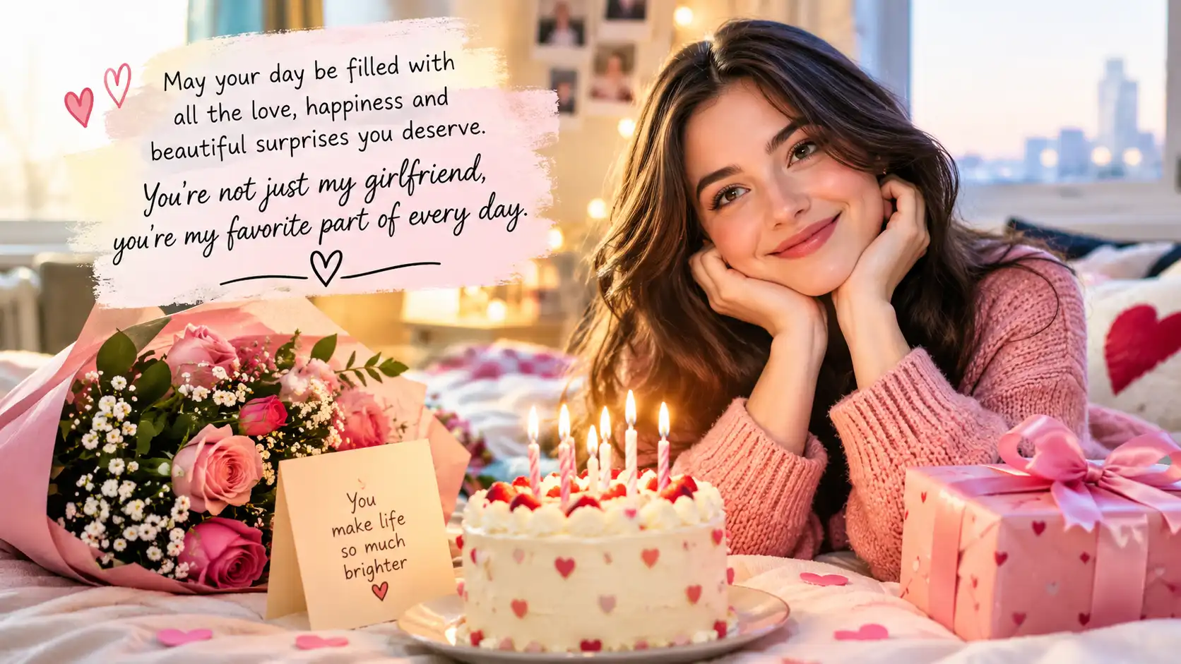 Short heart Touching birthday wishes for girlfriend