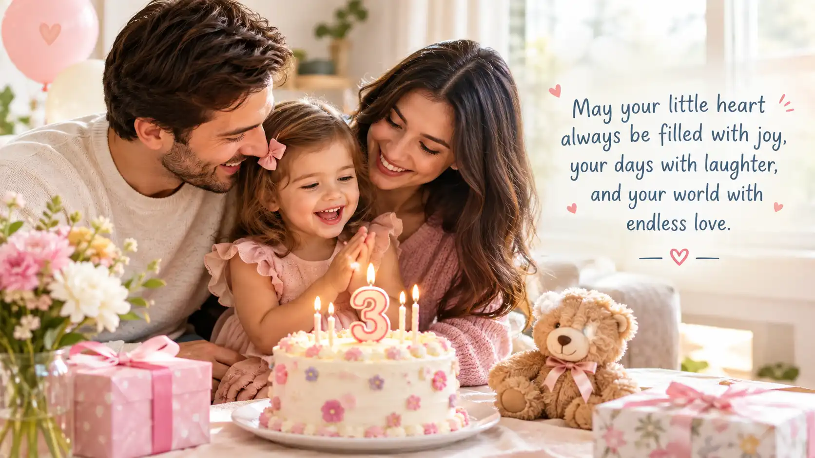 wishes cute happy 3rd birthday girl